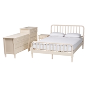 Baxton Studio Braith Farmhouse Ivory Spindle Wood King Size 4-Piece Bedroom Set